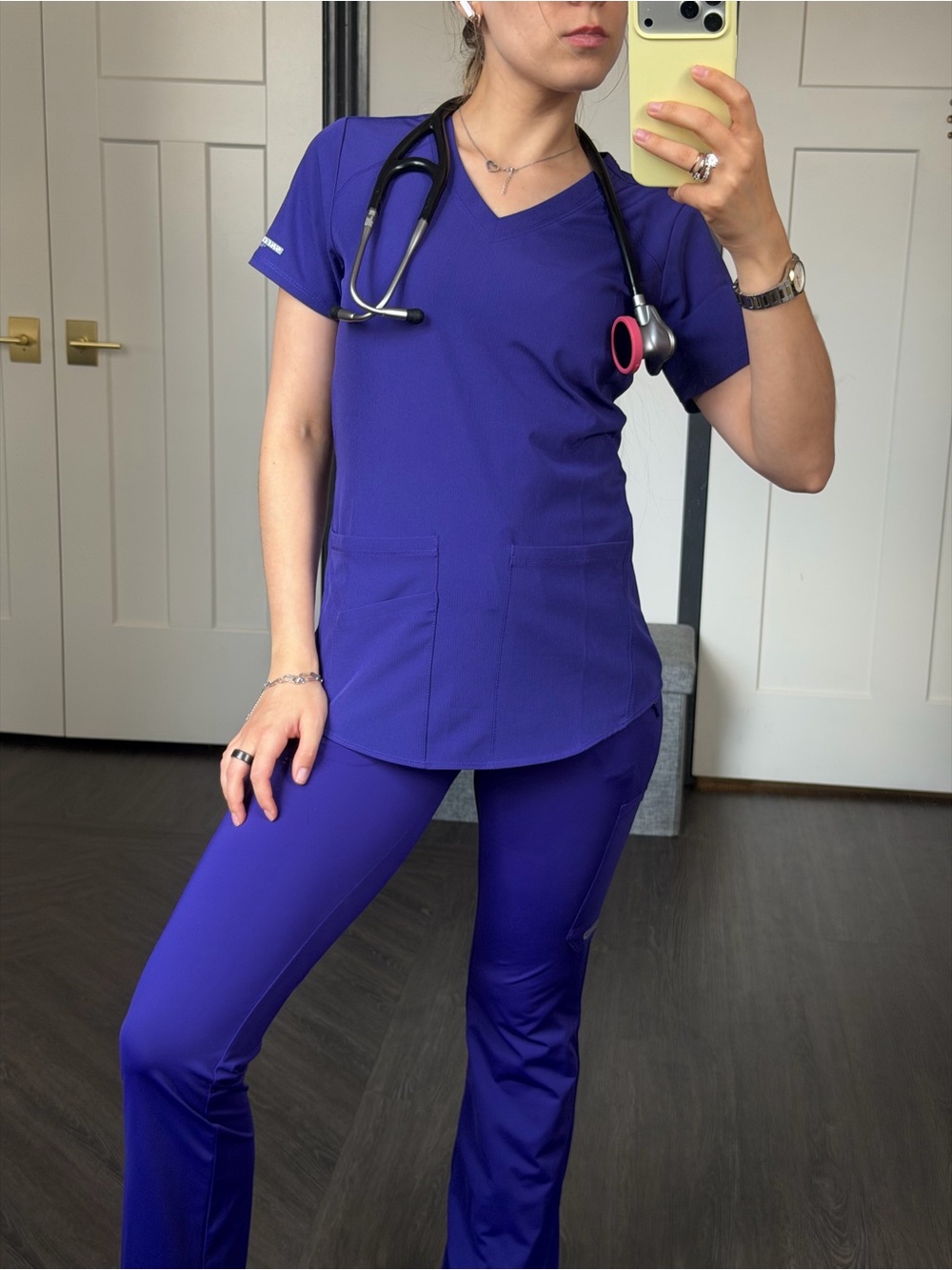 Skechers Deep Purple Boot-Cut Medical Scrub Pants Set